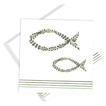 40 Stück Ambiente Papier Servietten 33×33cm Fisch & Eukalyptus  – (2x20er)