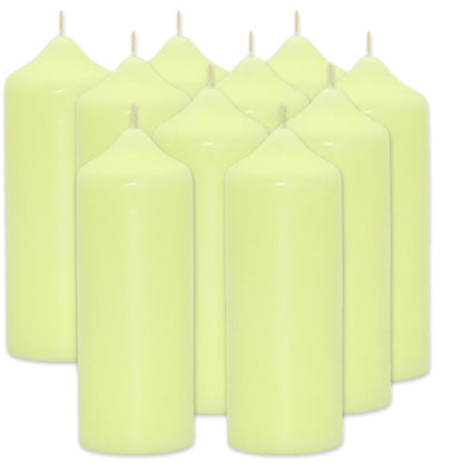 10 Stück Wenzel Stumpenkerzen 165x60mm Kaminkerzen Spitzkopf glatt - Pastellgelb