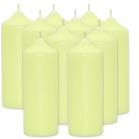 10 Stück Wenzel Stumpenkerzen 165x60mm Kaminkerzen Spitzkopf glatt - Pastellgelb