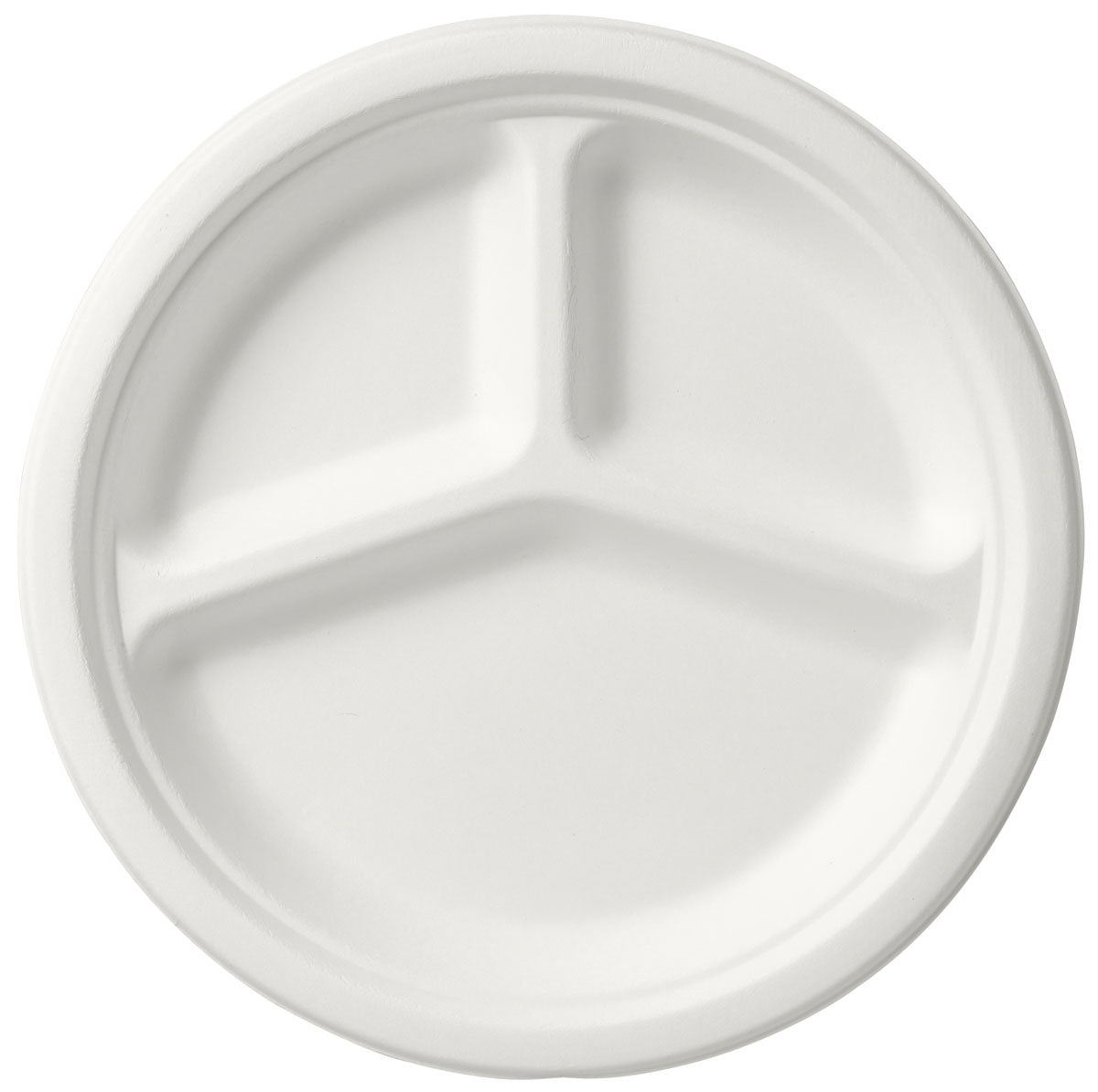 Bio Einweg-Teller Ø 26cm Menüteller 3-geteilt Bagasse - weiß