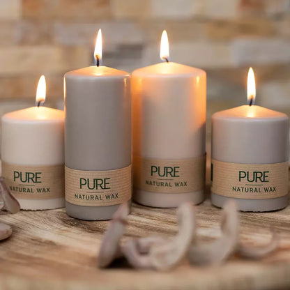 12 Stück Wenzel Stumpenkerzen 90×60mm Pure Safe Candle Blockkerzen – Sand (2x6er)
