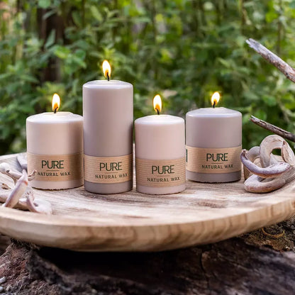 12 Stück Wenzel Stumpenkerzen 90×60mm Pure Safe Candle Blockkerzen – Sand (2x6er)