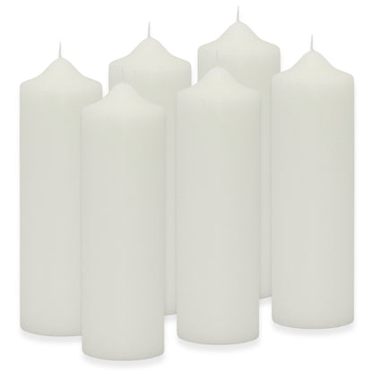 6 Stück Wenzel Stumpenkerzen 230x70mm Kaminkerzen Spitzkopf Kerzenrohlinge glatt - Weiß-Creme