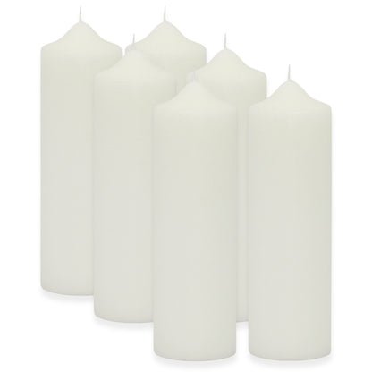 6 Stück Wenzel Stumpenkerzen 230x70mm Kaminkerzen Spitzkopf Kerzenrohlinge glatt - Weiß-Creme