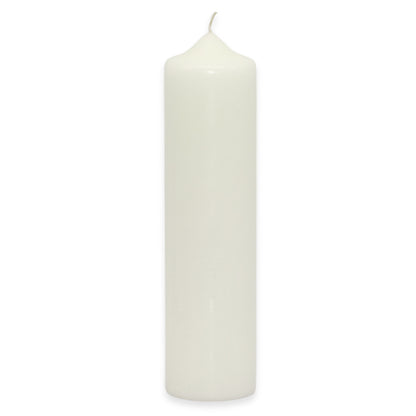 5 Stück Wenzel Stumpenkerzen 275x70mm XXL Kaminkerzen Spitzkopf Kerzenrohlinge glatt - Weiß-Creme