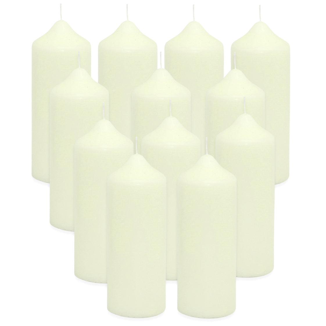 12 Stück Wenzel Stumpenkerzen 160x60mm Kaminkerzen Spitzkopf Kerze glatt - Elfenbein