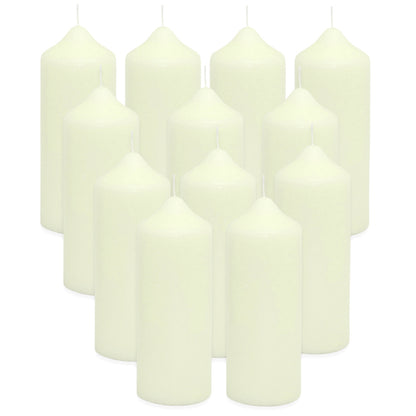 12 Stück Wenzel Stumpenkerzen 160x60mm Kaminkerzen Spitzkopf Kerze glatt - Elfenbein