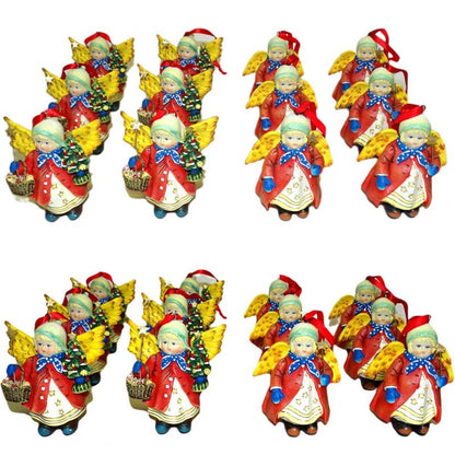 12 Stk Poly Engel Deko Figuren 100x80 mm Anhänger Weihnachten