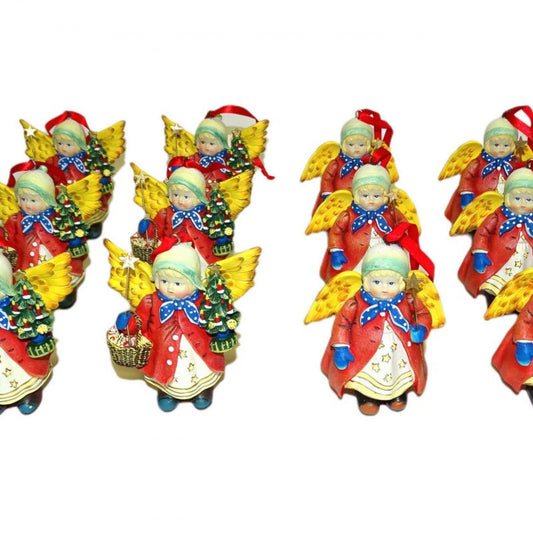 12 Stk Poly Engel Deko Figuren 100x80 mm Anhänger Weihnachten