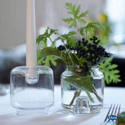 8 Stück Duni Kerzenhalter & Vase double 95x90mm Blumenvasen Kerzenständer (2x4er) - Glas klar