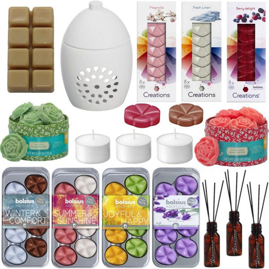 150-tlg. Überraschung Duftset 96 Duftwachs Melts + 50 Teelichter + Duftlampe
