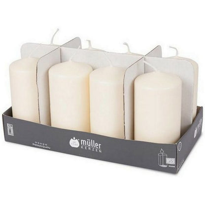 8er Set Müller Stumpenkerzen 120x60mm BSS-Durchbrandsperre – Elfenbein