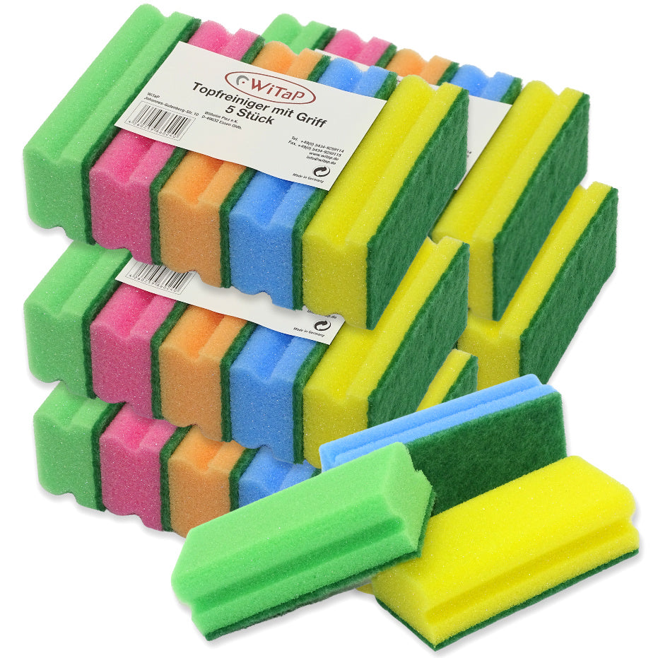25 Stück Witap Scheuerschwamm 150x70x45mm Topfreiniger (5x5er) - bunt