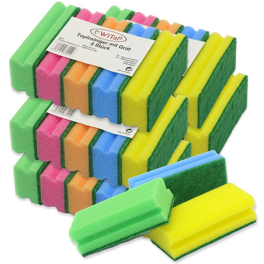 25 Stück Witap Scheuerschwamm 150x70x45mm Topfreiniger (5x5er) - bunt