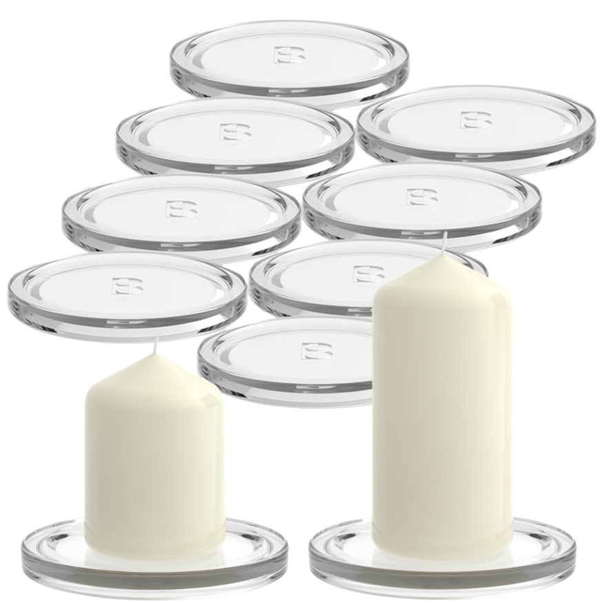 8er Set Bolsius Glasteller ⌀110mm Kerzenhalter Glasuntersetzer Kerzenglas - Klar