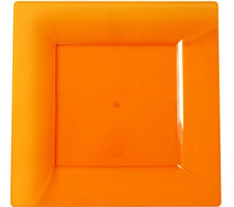 48-tlg. Mehrweg Plastikteller eckig 205x205mm Orange (8x6er)