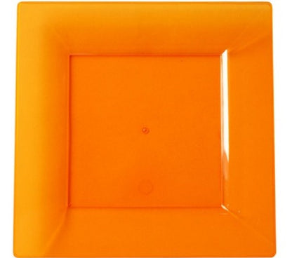 48-tlg. Mehrweg Plastikteller eckig 205x205mm Orange (8x6er)