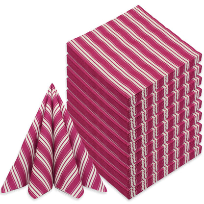 120 Stück Airlaid Servietten 40x40cm Stoffoptik - Burgunder Streifen (10 Pack x12er)