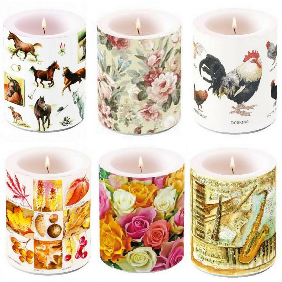 6 Stück Große Lampionkerze 120x100mm Windlicht B-Ware - Neutral Mix